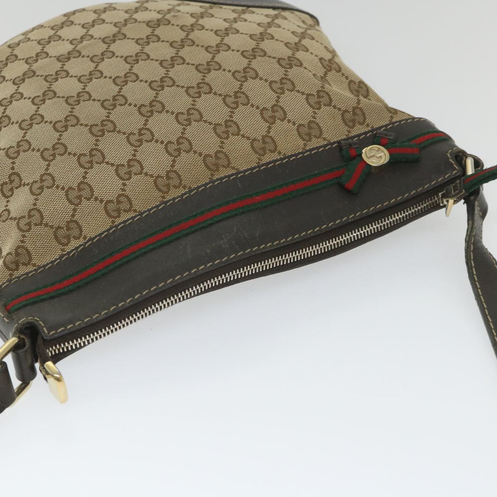 GUCCI GG Canvas Web Sherry Line Shoulder Bag Beige Red Green 257065 58041