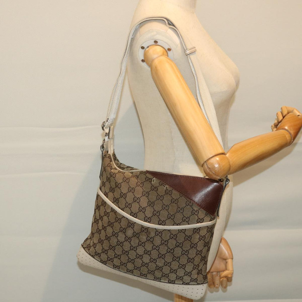 GUCCI GG Canvas Shoulder Bag Beige 145857 58042