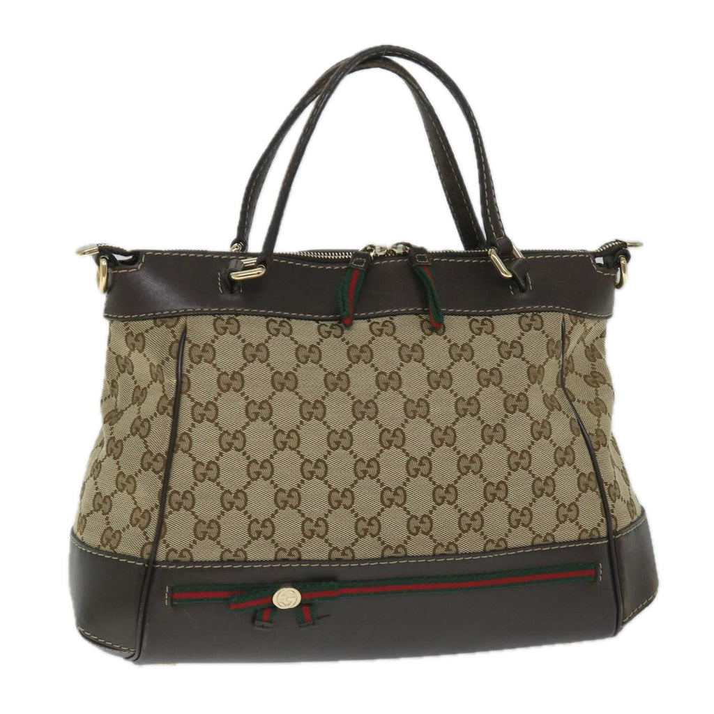 GUCCI GG Canvas Web Sherry Line Hand Bag Beige Red Green 269894 58043