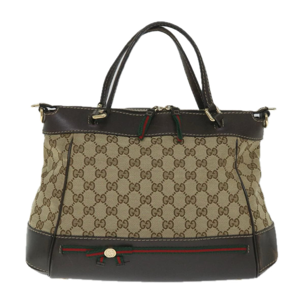 GUCCI GG Canvas Web Sherry Line Hand Bag Beige Red Green 269894 58043