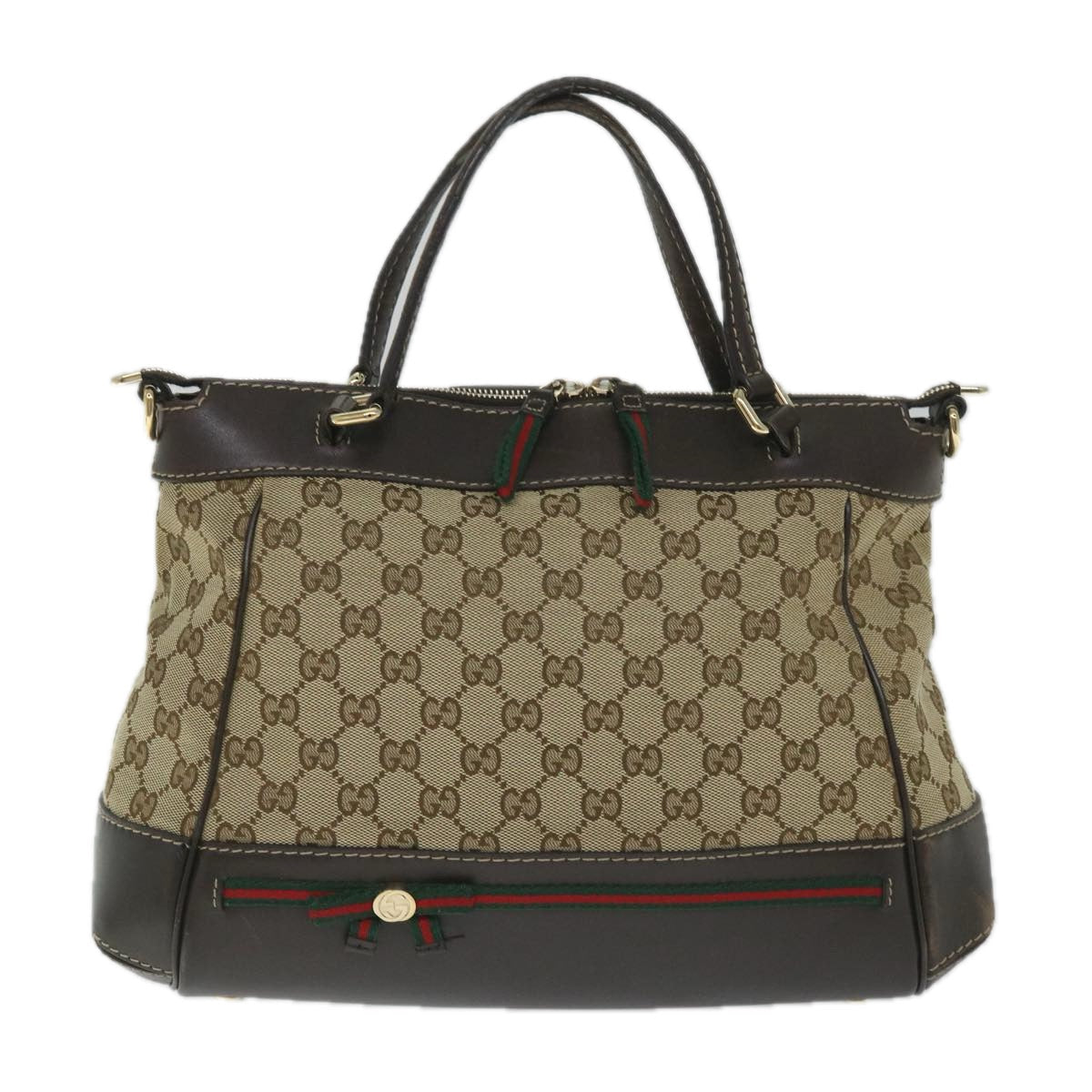 GUCCI GG Canvas Web Sherry Line Hand Bag Beige Red Green 269894 58043