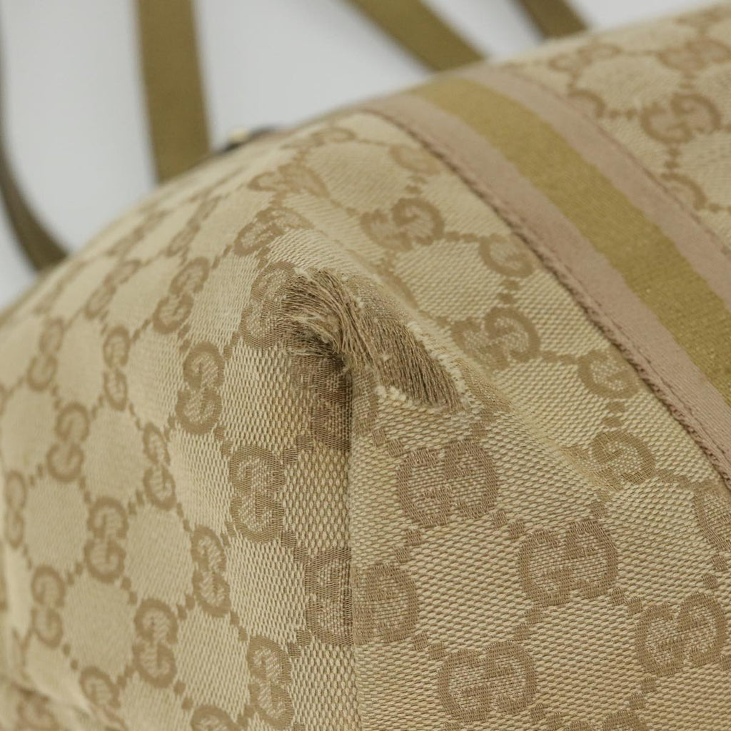 GUCCI GG Canvas Sherry Line Tote Bag Beige Gold Pink 139260 58045
