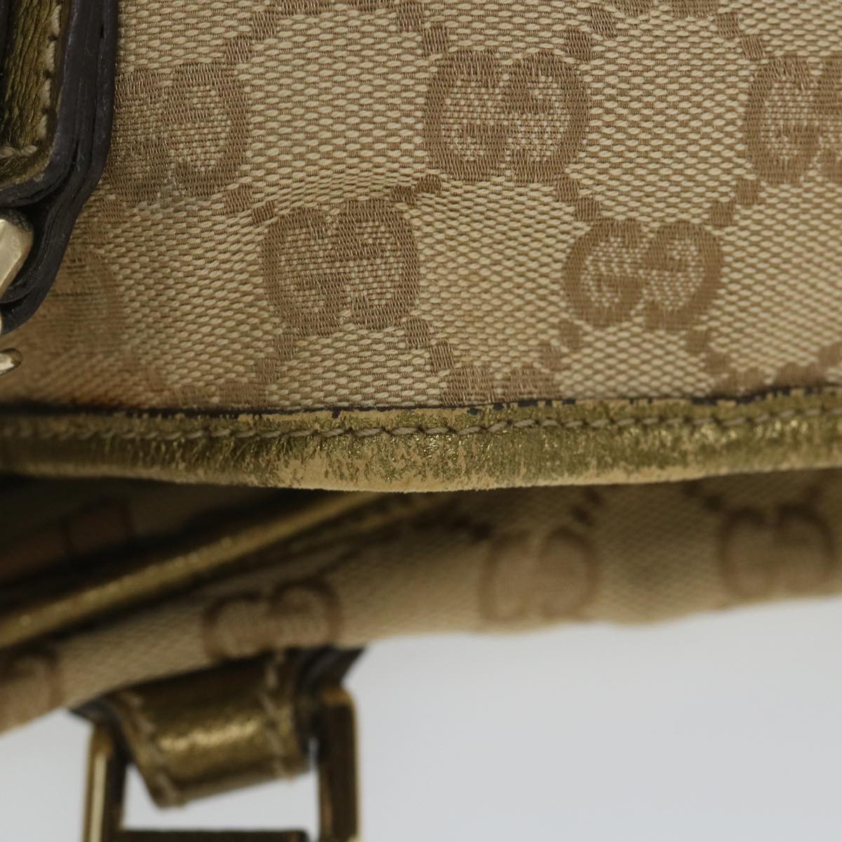 GUCCI GG Canvas Sherry Line Tote Bag Beige Gold Pink 139260 58045