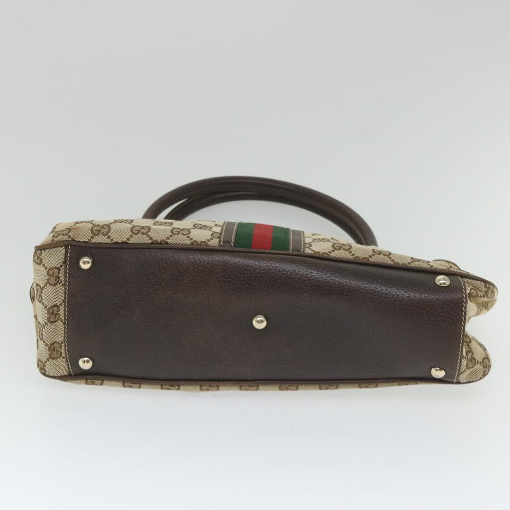 GUCCI GG Canvas Web Sherry Line Tote Bag Beige Green Red 58048