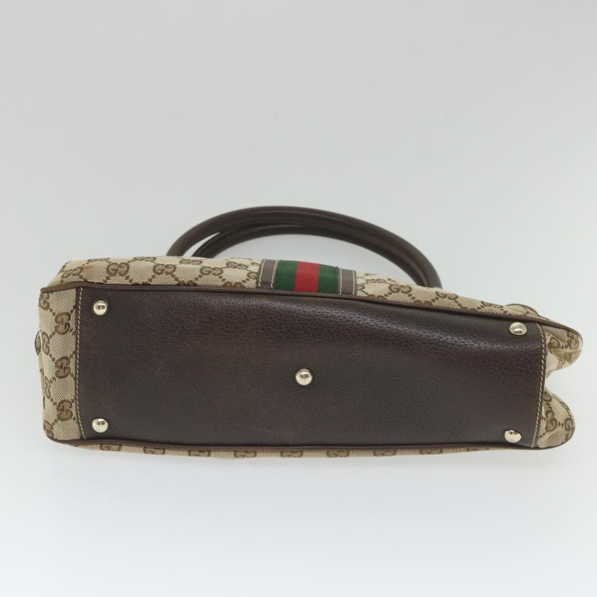 GUCCI GG Canvas Web Sherry Line Tote Bag Beige Green Red 58048