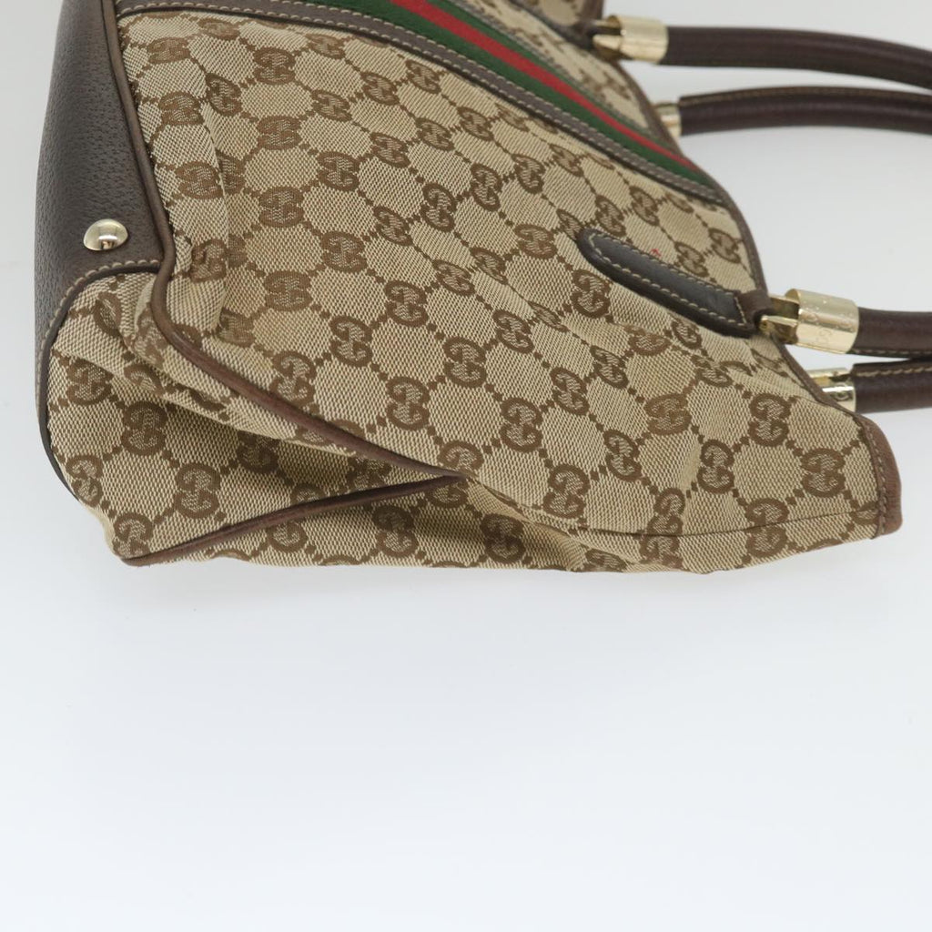 GUCCI GG Canvas Web Sherry Line Tote Bag Beige Green Red 58048