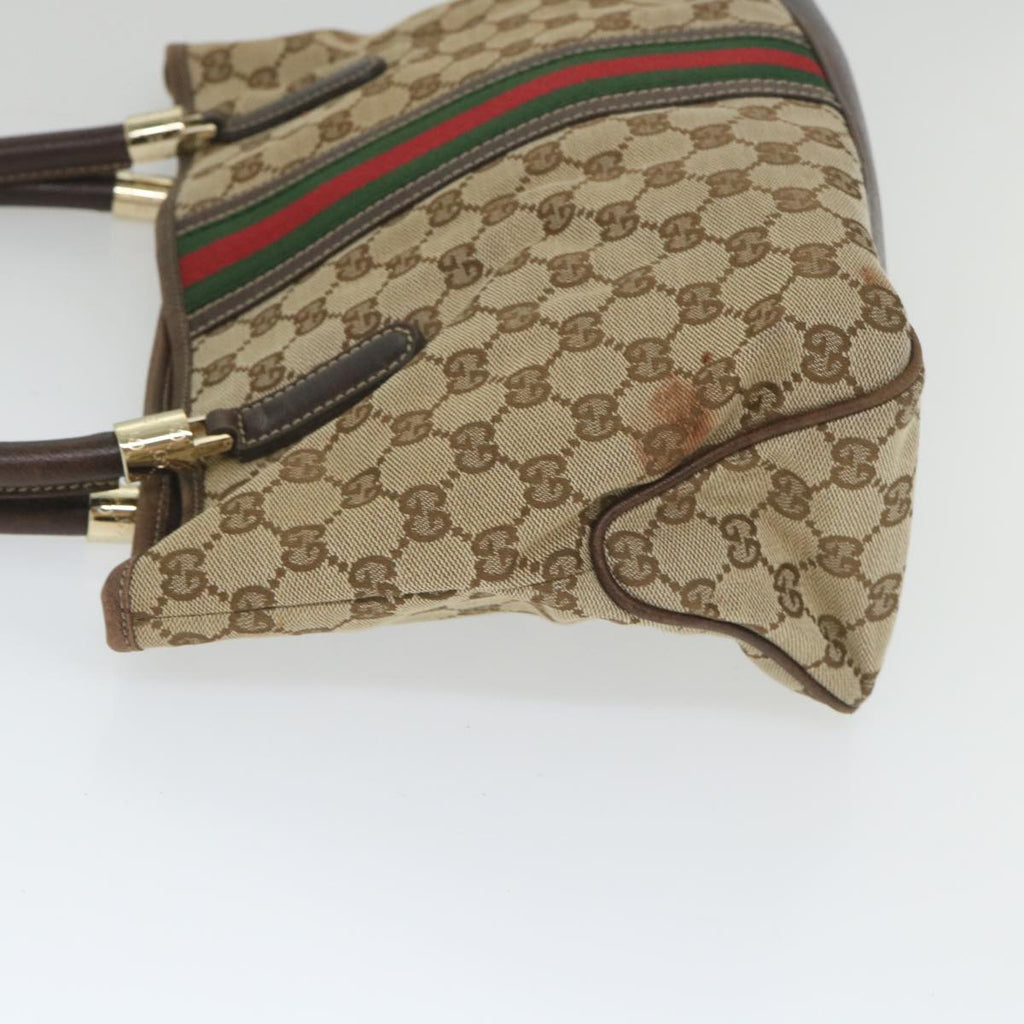 GUCCI GG Canvas Web Sherry Line Tote Bag Beige Green Red 58048