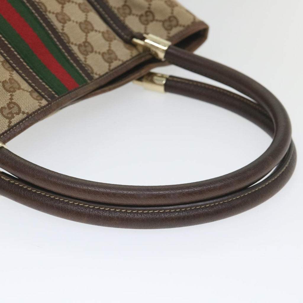 GUCCI GG Canvas Web Sherry Line Tote Bag Beige Green Red 58048