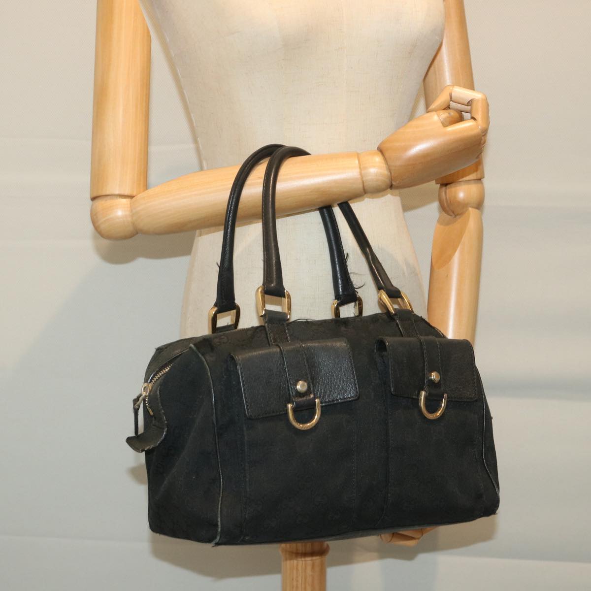GUCCI GG Canvas Hand Bag Black 153026 58049