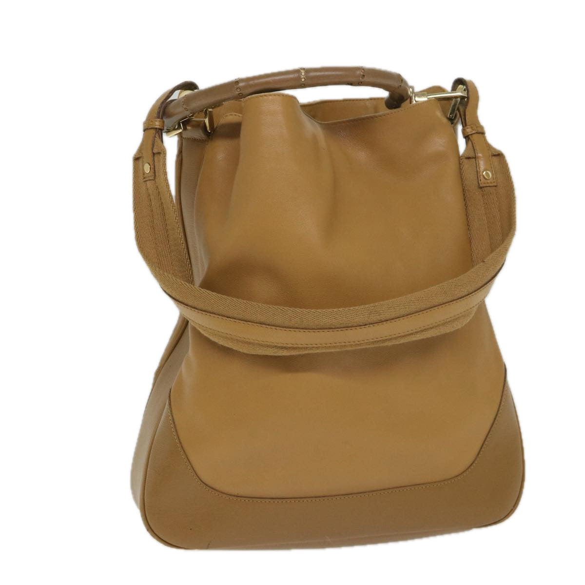 GUCCI Bamboo Shoulder Bag Leather 2way Brown 58054