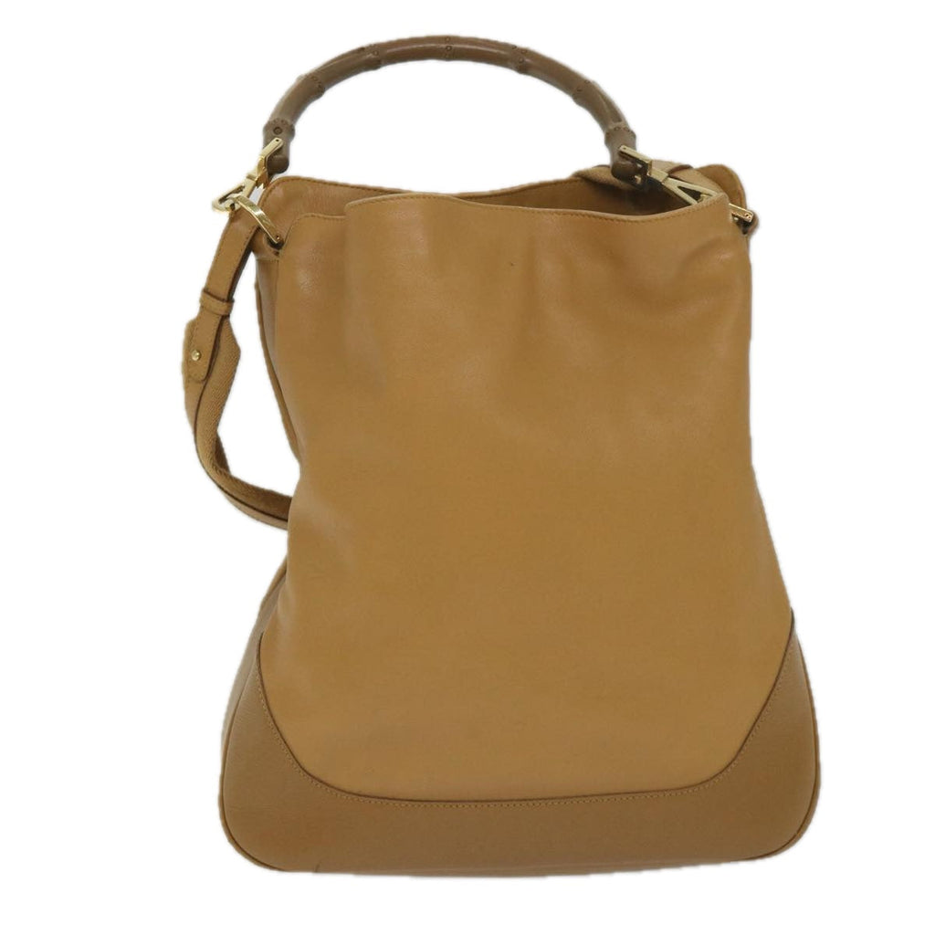GUCCI Bamboo Shoulder Bag Leather 2way Brown 58054