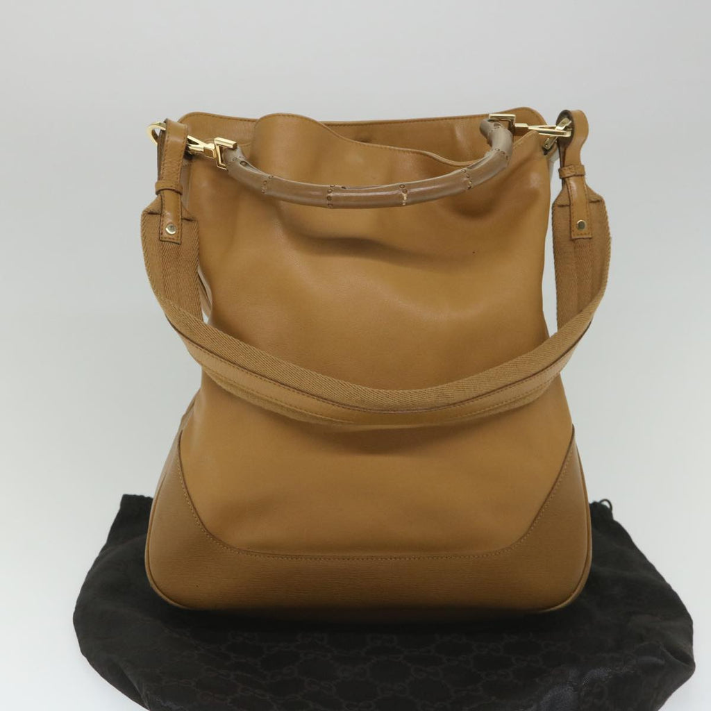 GUCCI Bamboo Shoulder Bag Leather 2way Brown 58054