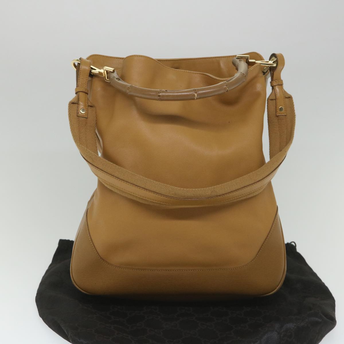 GUCCI Bamboo Shoulder Bag Leather 2way Brown 58054