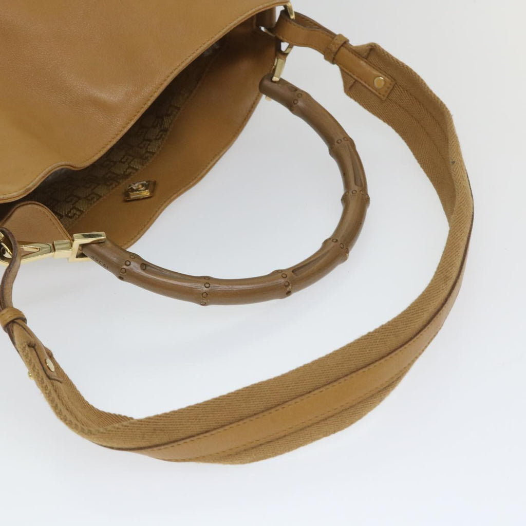 GUCCI Bamboo Shoulder Bag Leather 2way Brown 58054