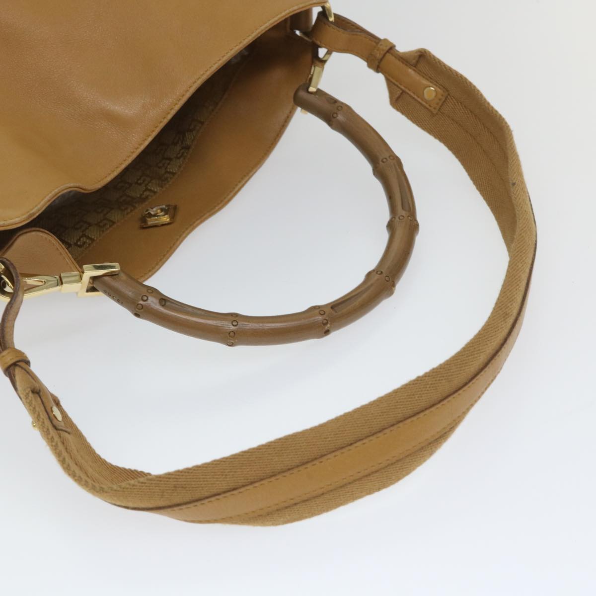 GUCCI Bamboo Shoulder Bag Leather 2way Brown 58054