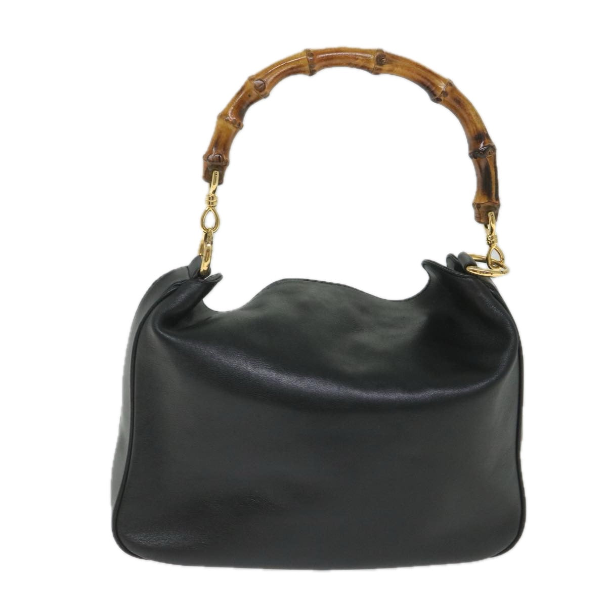 GUCCI Bamboo Shoulder Bag Leather 2way Black 58055