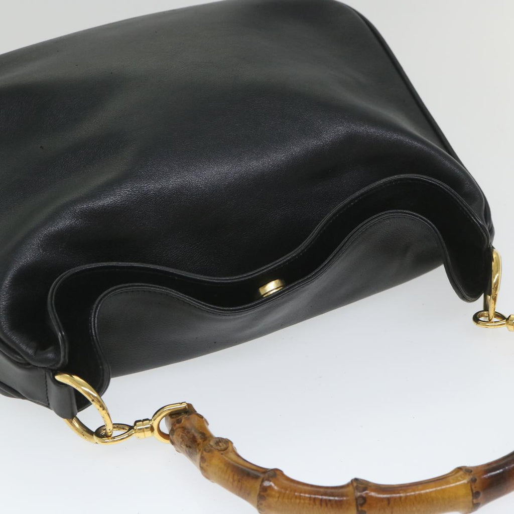 GUCCI Bamboo Shoulder Bag Leather 2way Black 58055