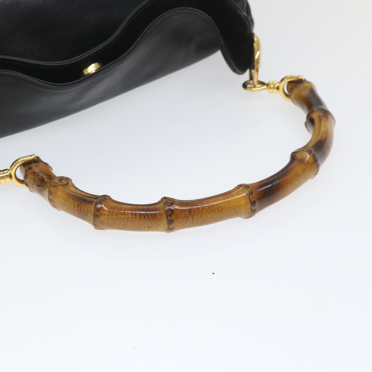 GUCCI Bamboo Shoulder Bag Leather 2way Black 58055