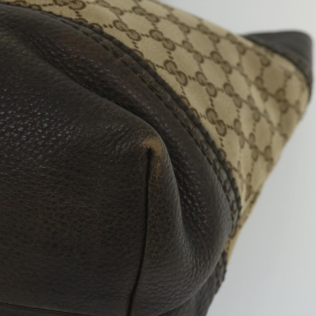 GUCCI GG Canvas Bamboo Tote Bag Beige Brown 339000 58070