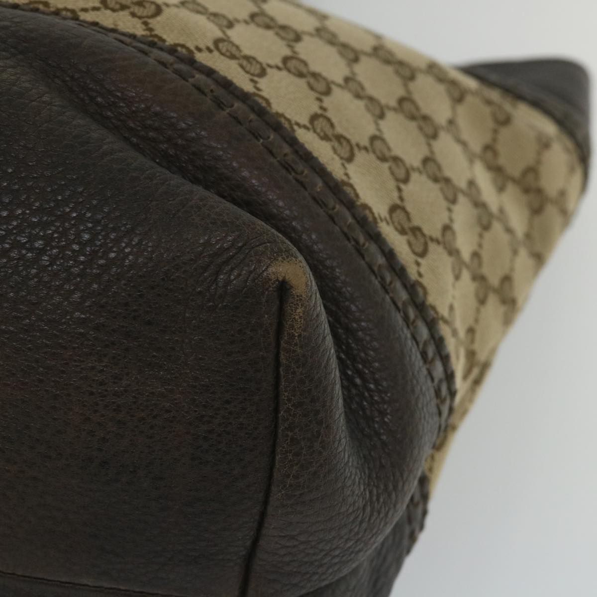 GUCCI GG Canvas Bamboo Tote Bag Beige Brown 339000 58070