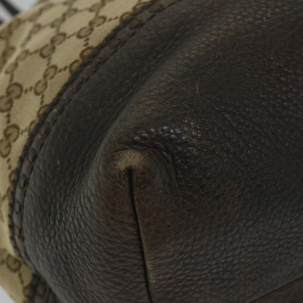 GUCCI GG Canvas Bamboo Tote Bag Beige Brown 339000 58070