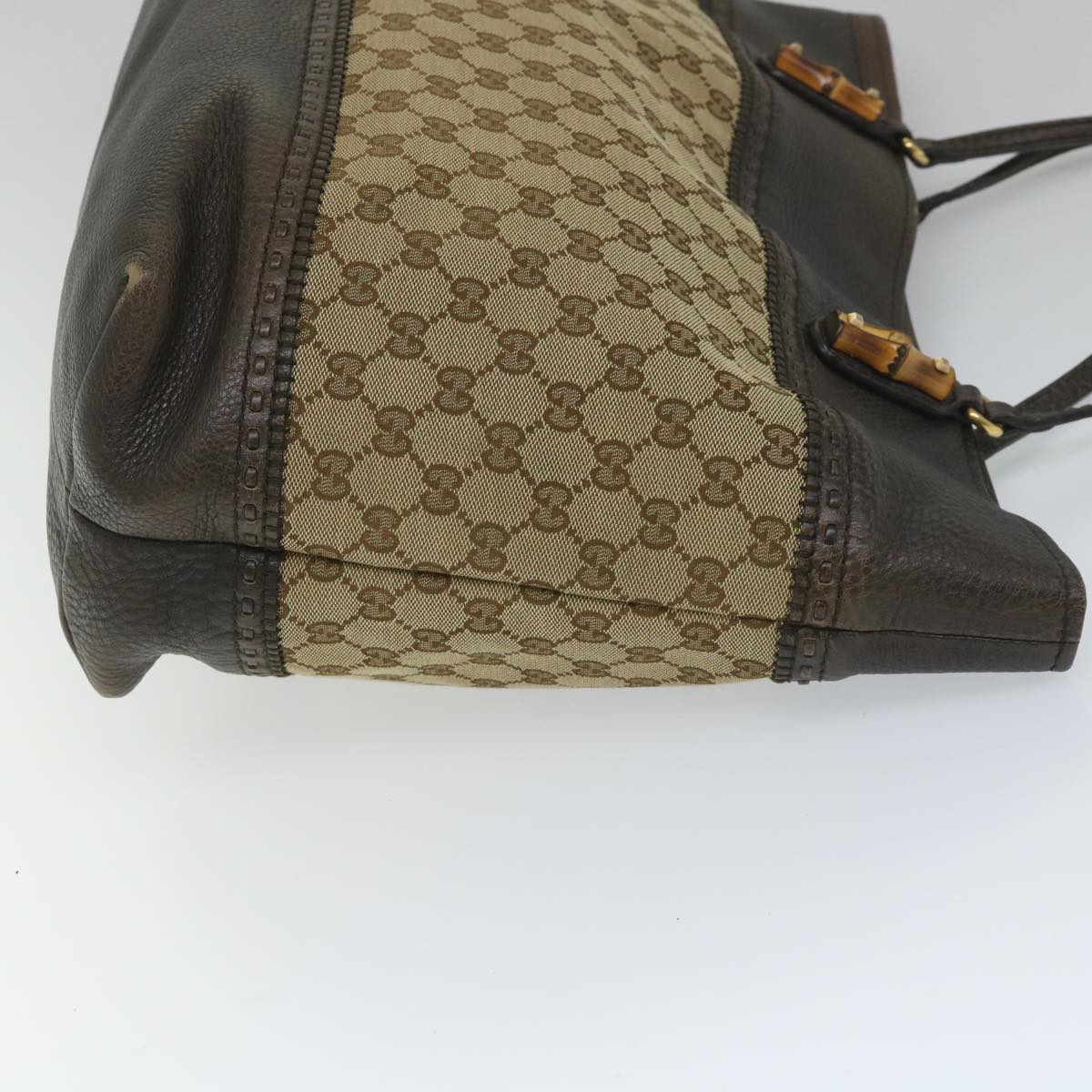 GUCCI GG Canvas Bamboo Tote Bag Beige Brown 339000 58070