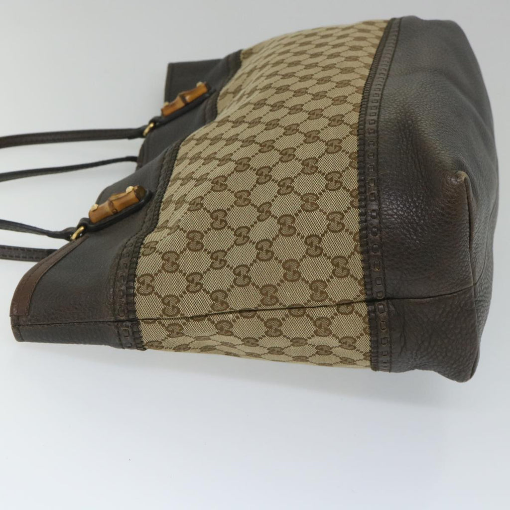 GUCCI GG Canvas Bamboo Tote Bag Beige Brown 339000 58070