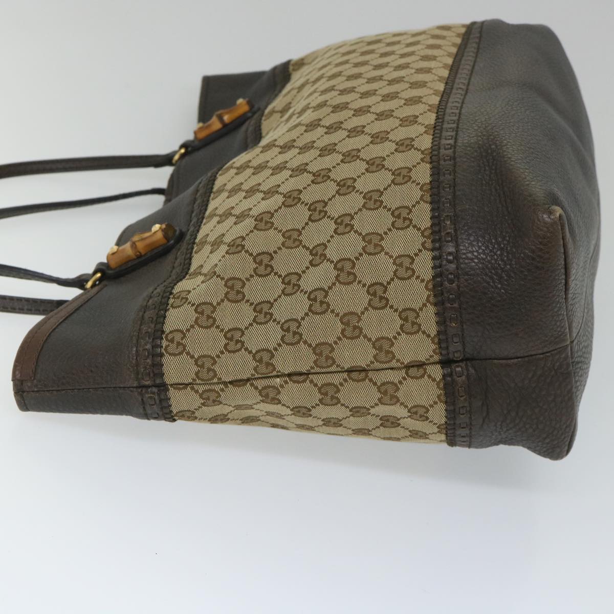 GUCCI GG Canvas Bamboo Tote Bag Beige Brown 339000 58070