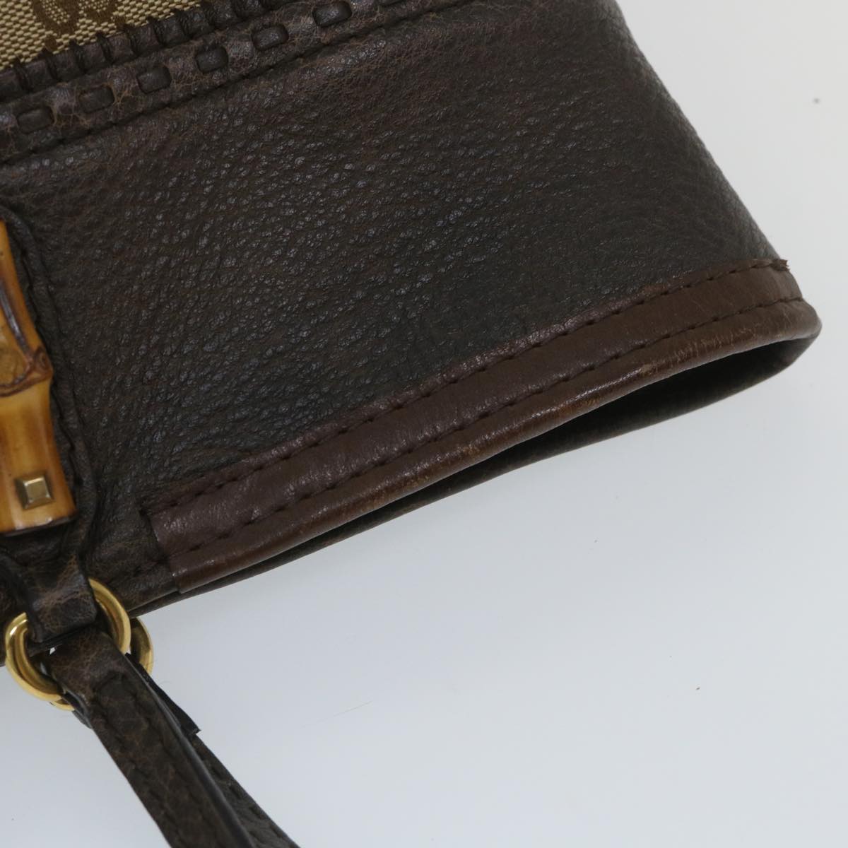 GUCCI GG Canvas Bamboo Tote Bag Beige Brown 339000 58070