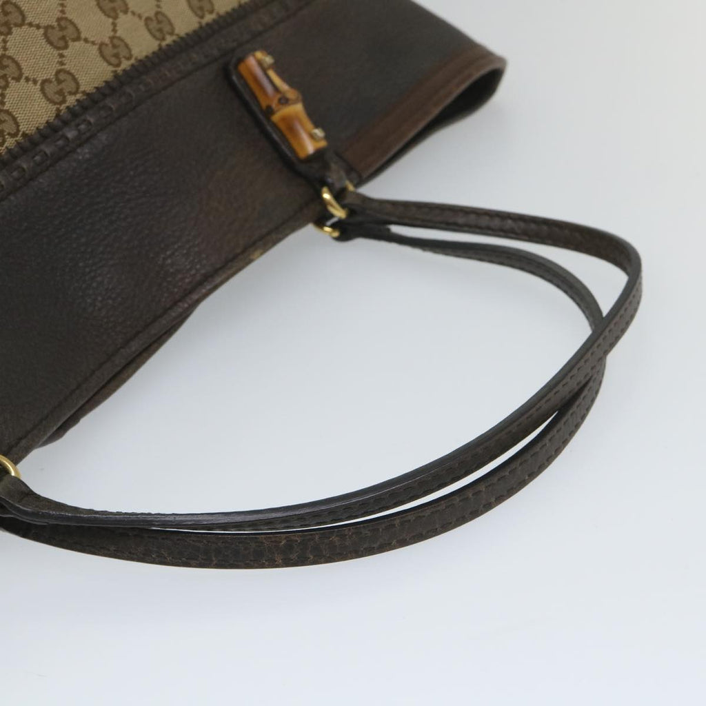 GUCCI GG Canvas Bamboo Tote Bag Beige Brown 339000 58070