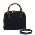 GUCCI Bamboo Shoulder Bag Suede 2way Navy 58084