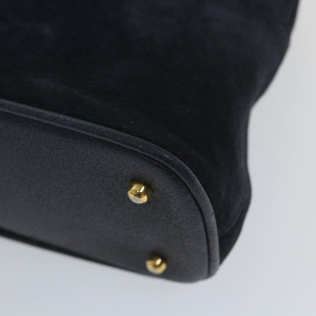 GUCCI Bamboo Shoulder Bag Suede 2way Navy 58084