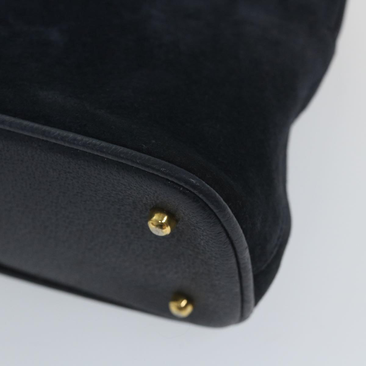 GUCCI Bamboo Shoulder Bag Suede 2way Navy 58084