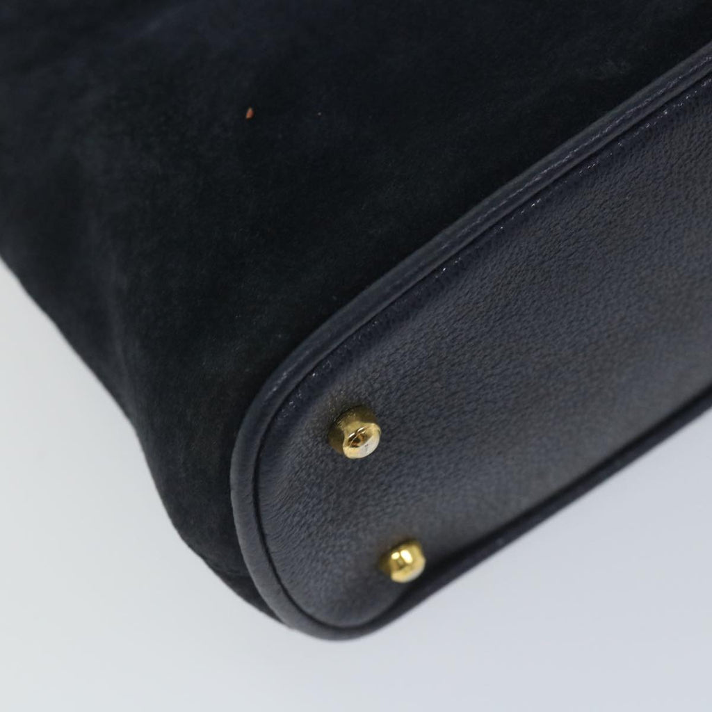 GUCCI Bamboo Shoulder Bag Suede 2way Navy 58084