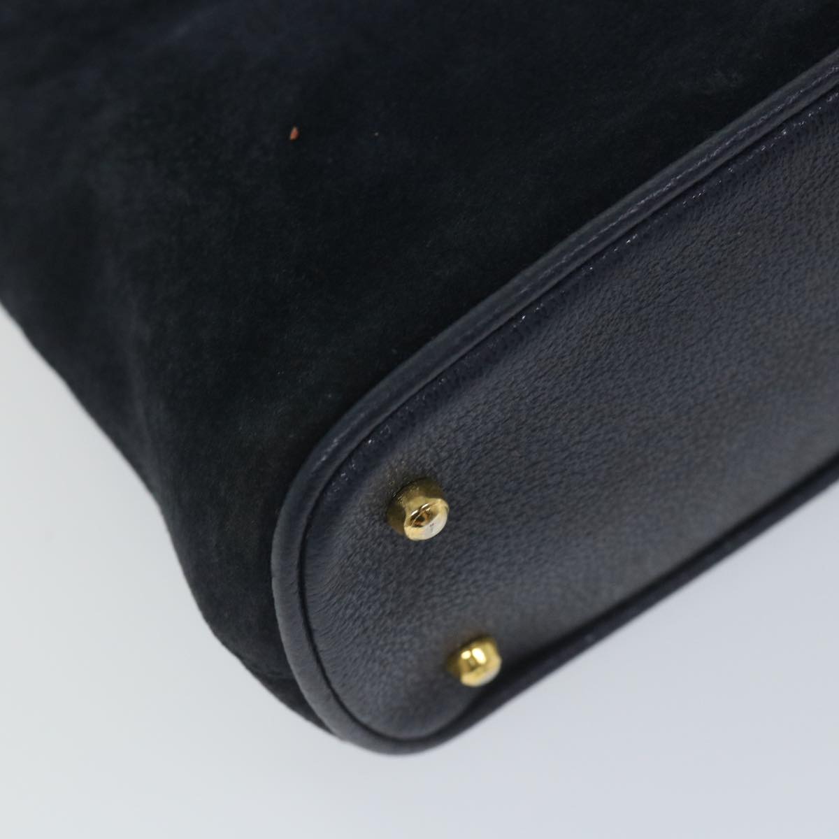 GUCCI Bamboo Shoulder Bag Suede 2way Navy 58084