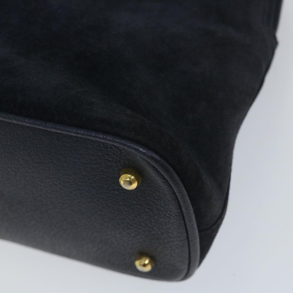 GUCCI Bamboo Shoulder Bag Suede 2way Navy 58084