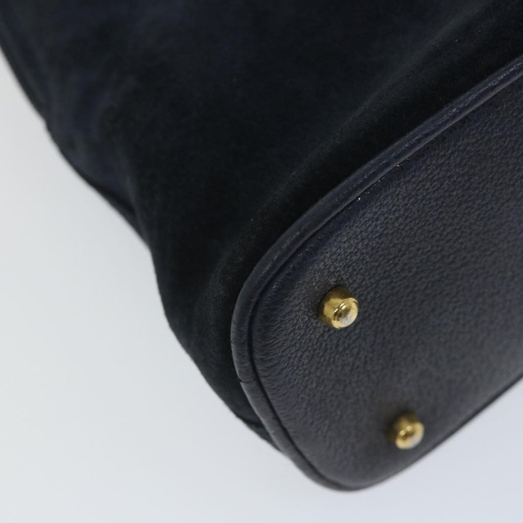 GUCCI Bamboo Shoulder Bag Suede 2way Navy 58084