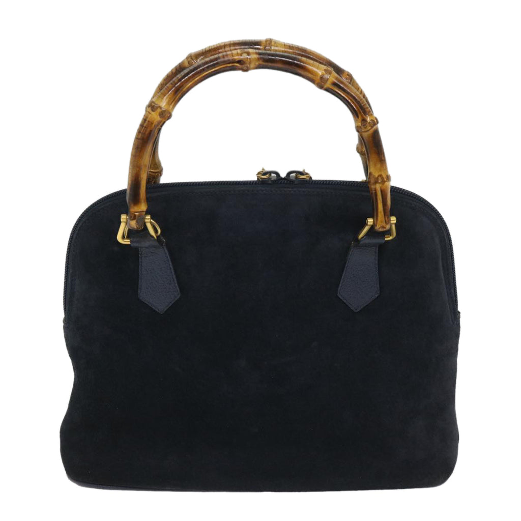 GUCCI Bamboo Shoulder Bag Suede 2way Navy 58084