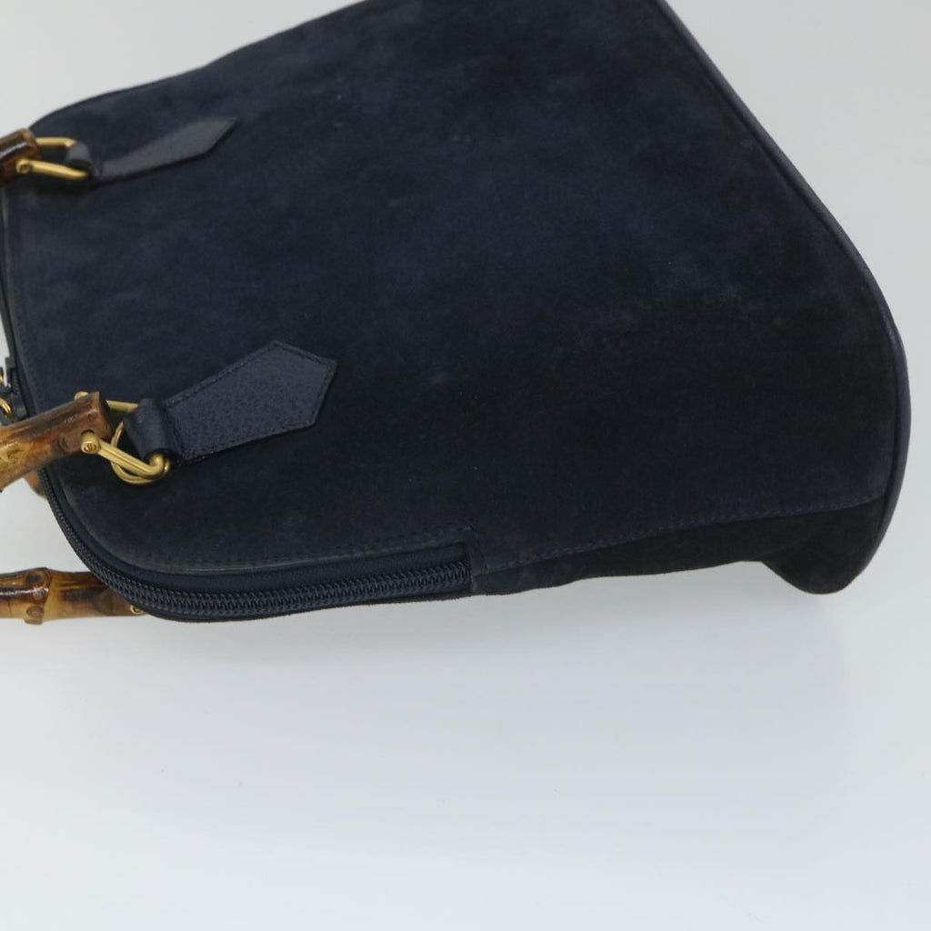 GUCCI Bamboo Shoulder Bag Suede 2way Navy 58084
