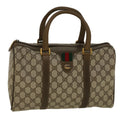 GUCCI GG Canvas Web Sherry Line Boston Bag PVC Leather Beige Green 58085