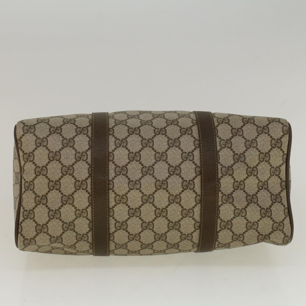 GUCCI GG Canvas Web Sherry Line Boston Bag PVC Leather Beige Green 58085