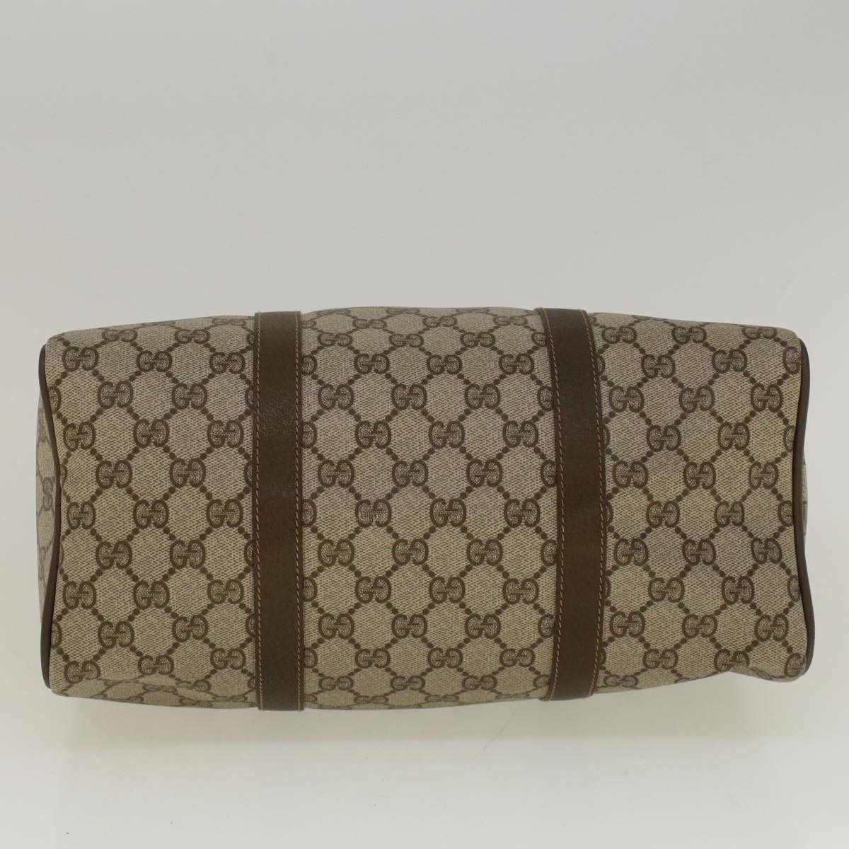 GUCCI GG Canvas Web Sherry Line Boston Bag PVC Leather Beige Green 58085