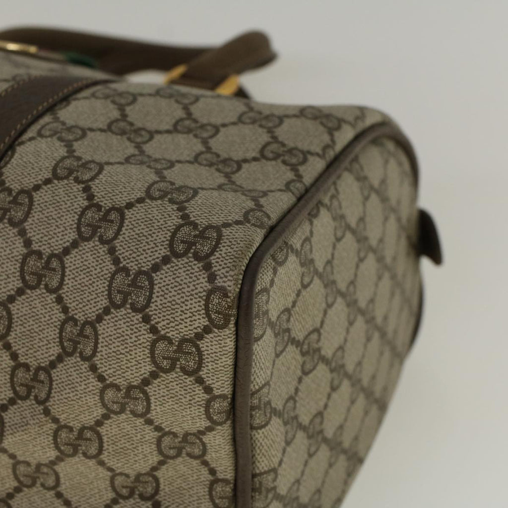 GUCCI GG Canvas Web Sherry Line Boston Bag PVC Leather Beige Green 58085