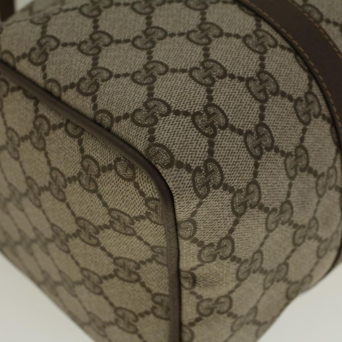 GUCCI GG Canvas Web Sherry Line Boston Bag PVC Leather Beige Green 58085