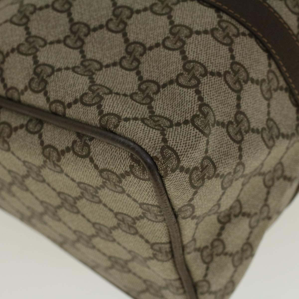 GUCCI GG Canvas Web Sherry Line Boston Bag PVC Leather Beige Green 58085