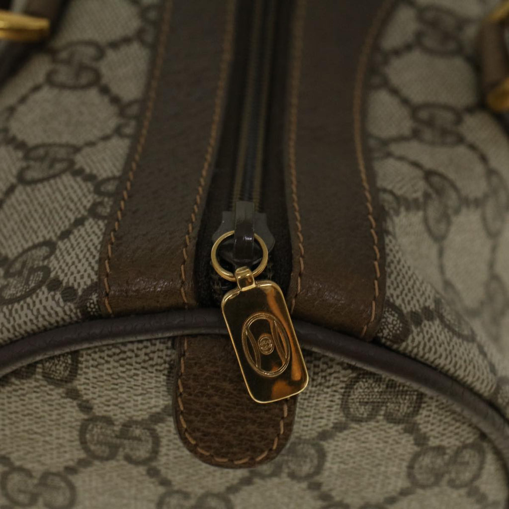 GUCCI GG Canvas Web Sherry Line Boston Bag PVC Leather Beige Green 58085