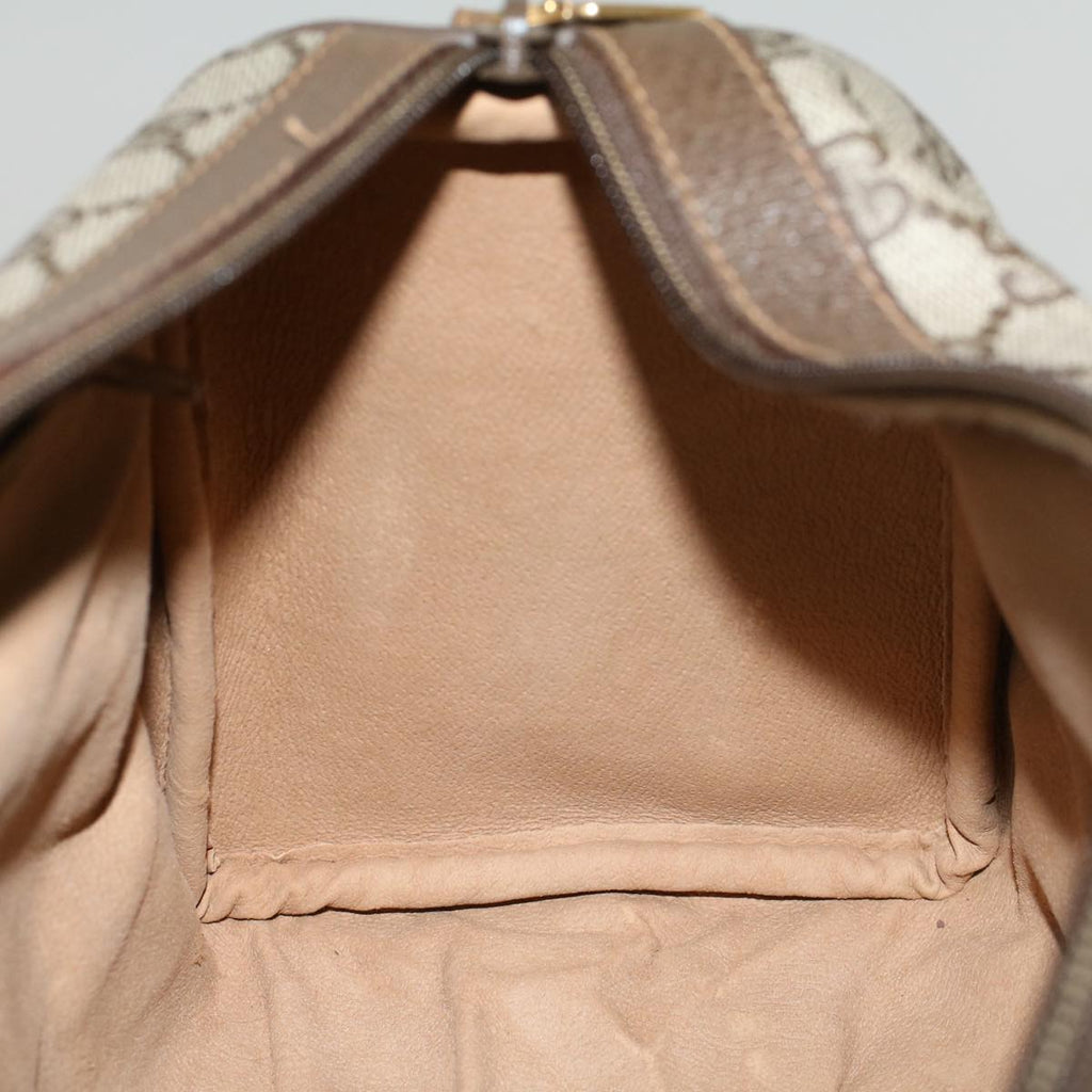 GUCCI GG Canvas Web Sherry Line Boston Bag PVC Leather Beige Green 58085