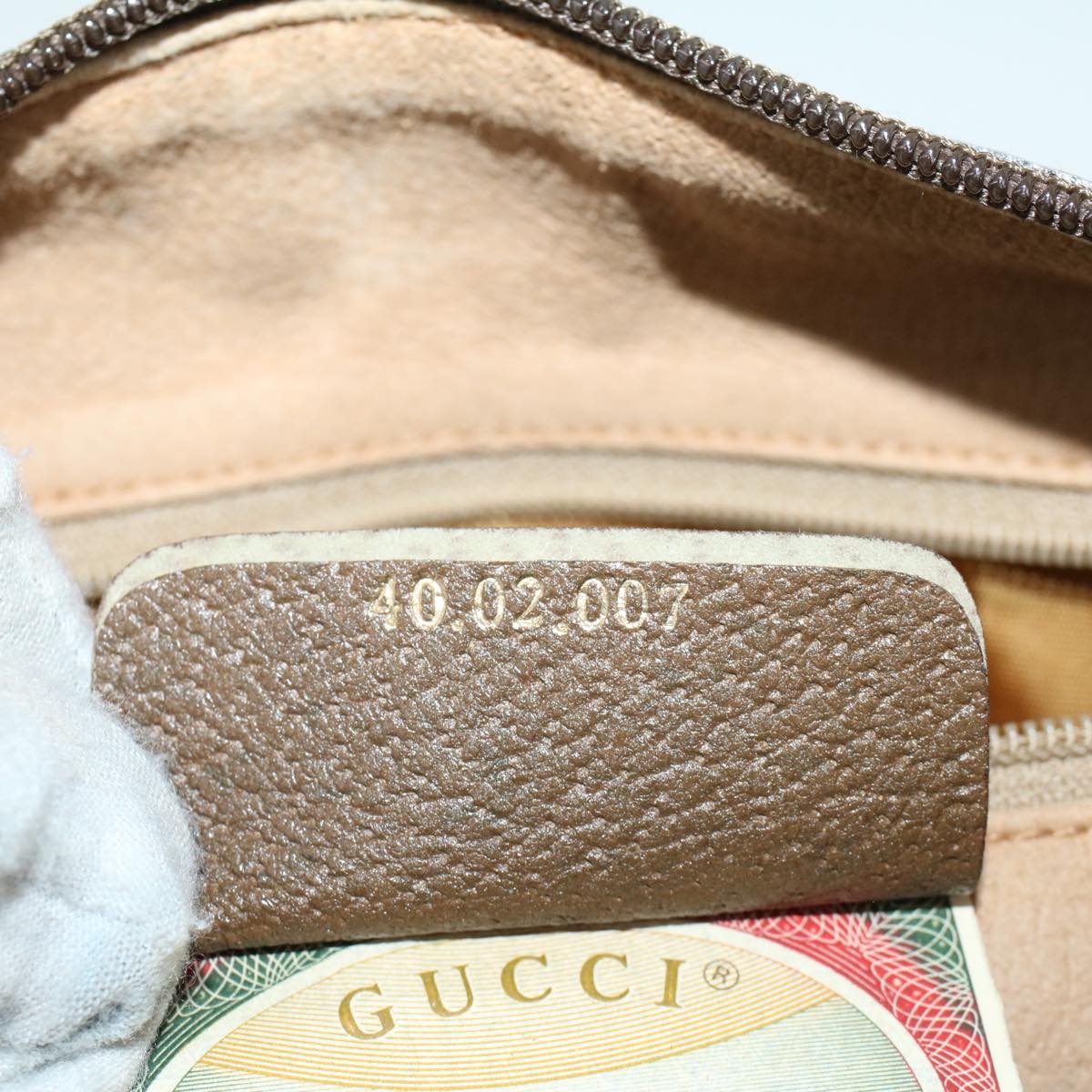 GUCCI GG Canvas Web Sherry Line Boston Bag PVC Leather Beige Green 58085