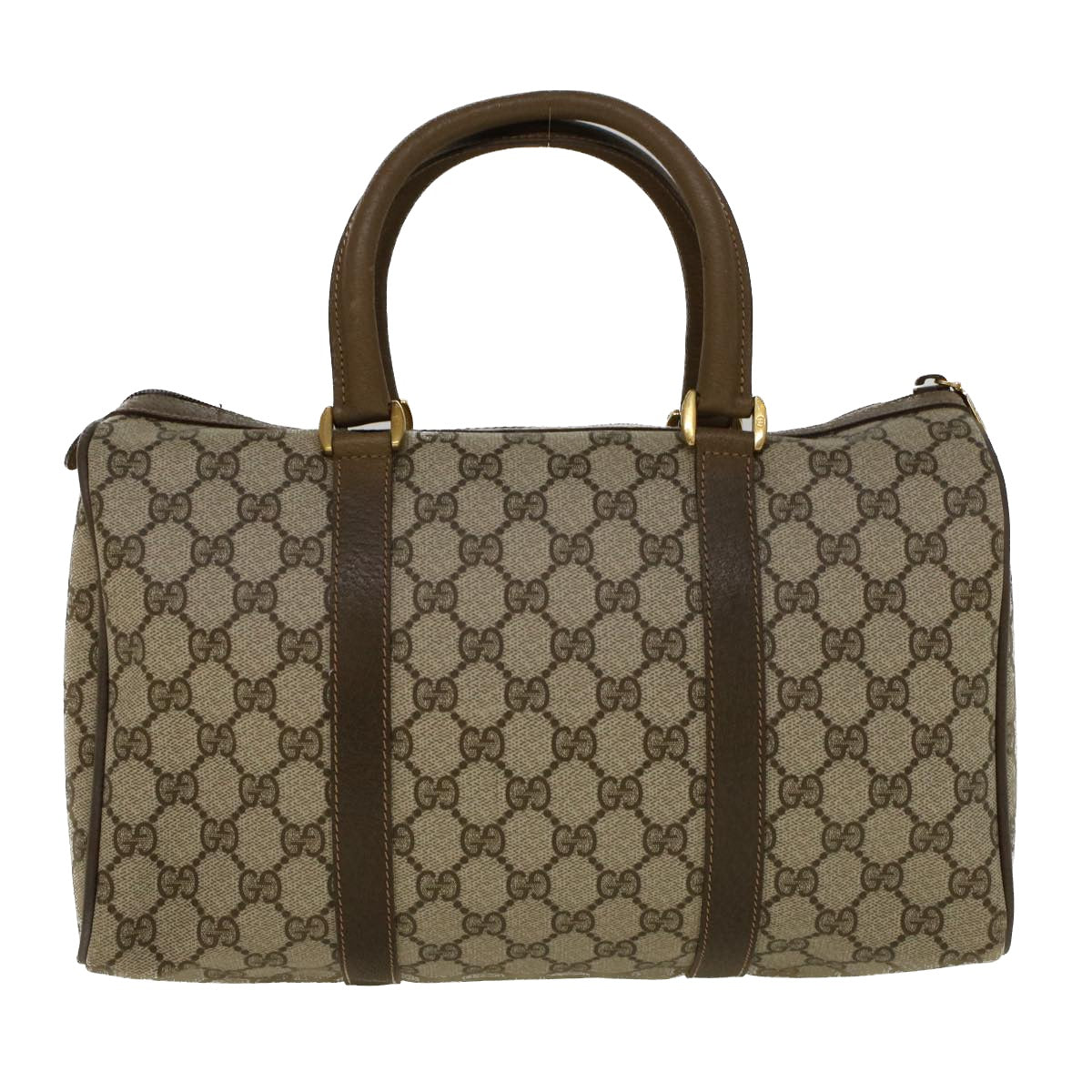 GUCCI GG Canvas Web Sherry Line Boston Bag PVC Leather Beige Green 58085