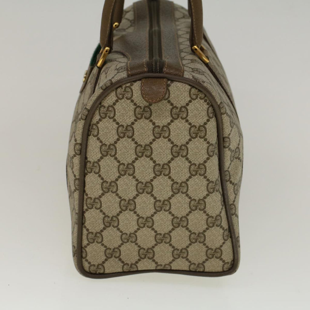 GUCCI GG Canvas Web Sherry Line Boston Bag PVC Leather Beige Green 58085